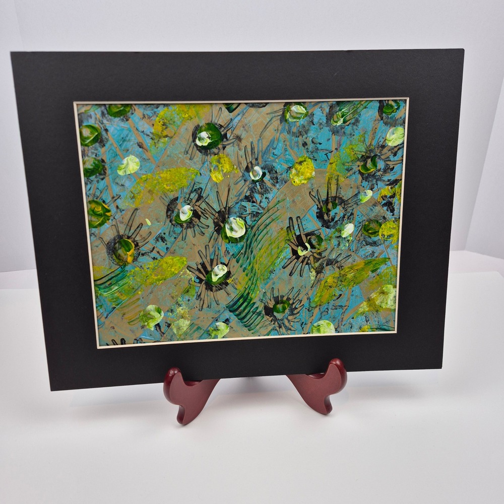 Michael DiMucci Imprinting Nature Abstract Acrylic Painting 2013 Matted‎ 11x14